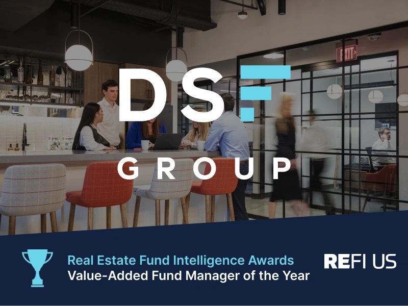 People meeting in DSF Group office celebrating award for value-added fund management excellence