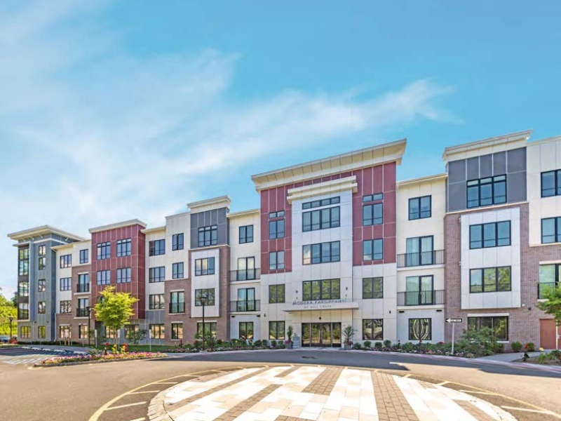 Bright, colorful apartment buildings in Parsippany with clean lines and modern curb appeal
